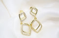 18K Gold Filled Modern Dangle Double Rings With CZ Cubic Zirconia Stone