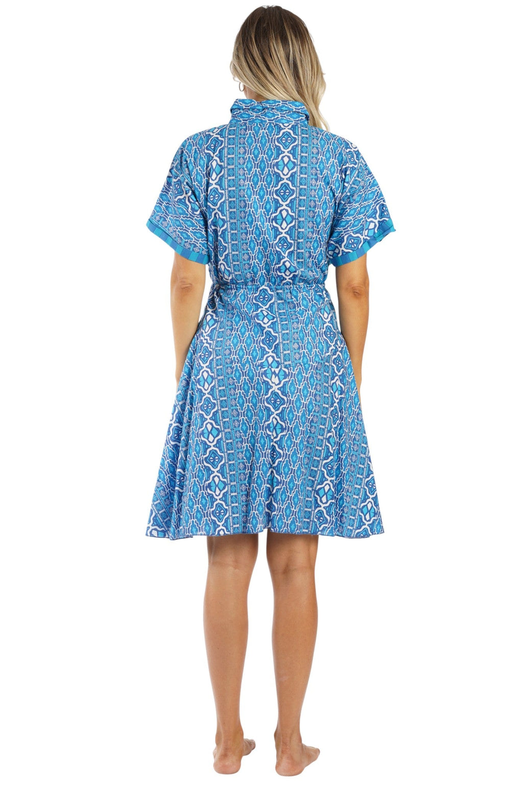 Navy Starfish Print Fit-and-Flare Shirt Dress – Wholesale Coastal Resort Prepack (6 Pcs)