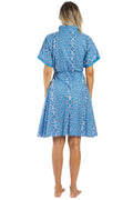 Navy Starfish Print Fit-and-Flare Shirt Dress – Wholesale Coastal Resort Prepack (6 Pcs)