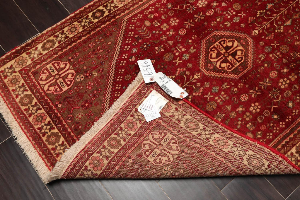 3’4” x 5’1" Hand Knotted Wool Vintage Abadehh 200 KPSI Oriental Area Rug Ruby
