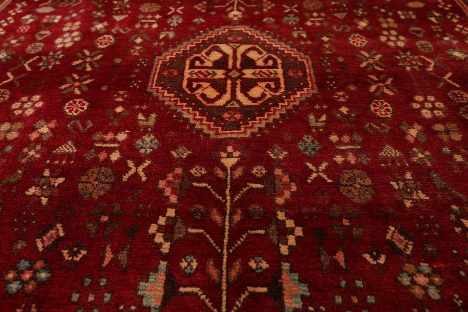 3’4” x 5’1" Hand Knotted Wool Vintage Abadehh 200 KPSI Oriental Area Rug Ruby