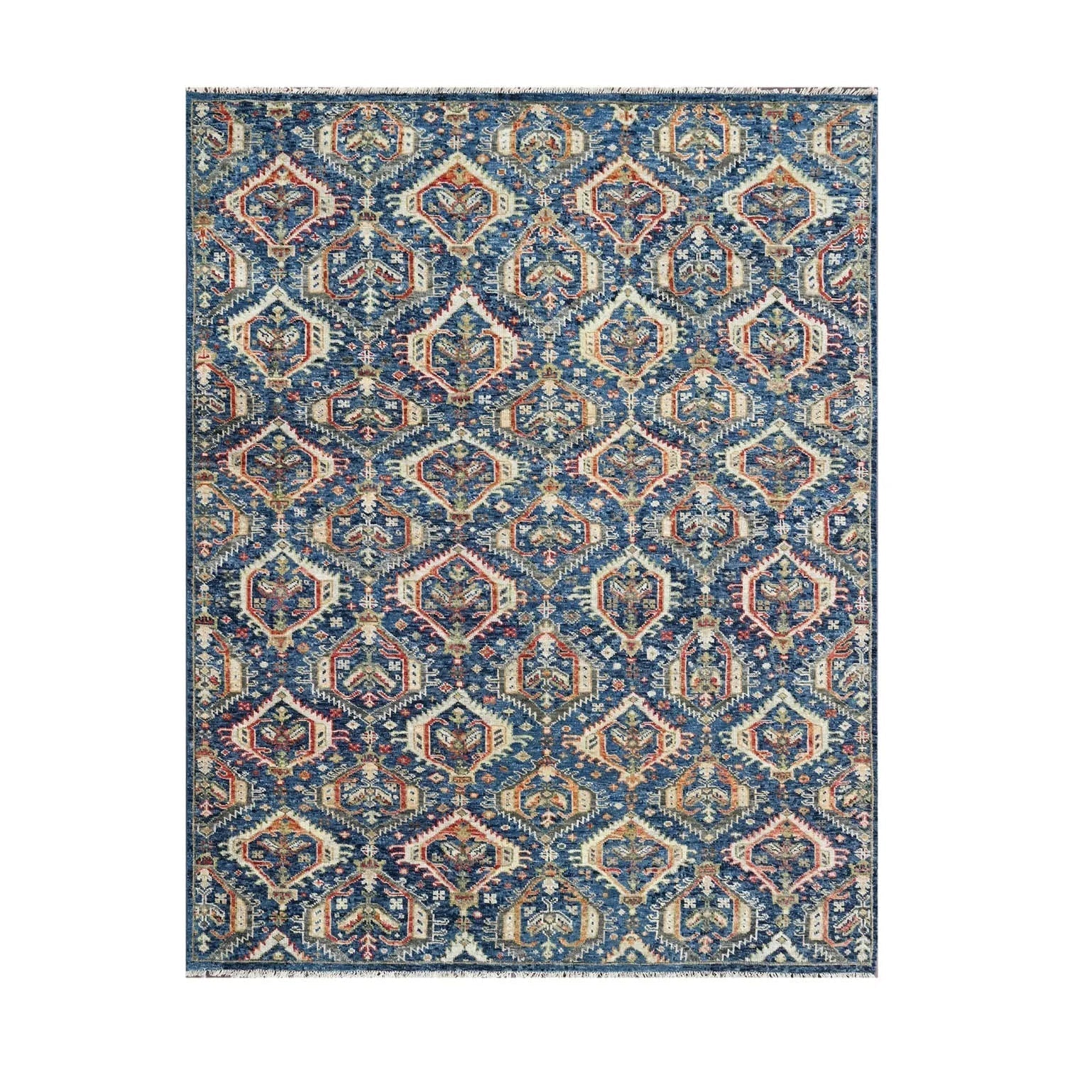8x10 LoomBloom Navy Hand Knotted Transitional Wool Turkish Oushak Oriental Rug