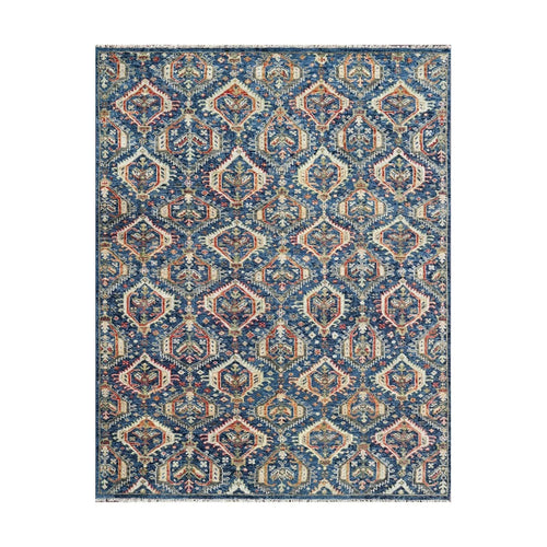 8x10 LoomBloom Navy Hand Knotted Transitional Wool Turkish Oushak Oriental Rug