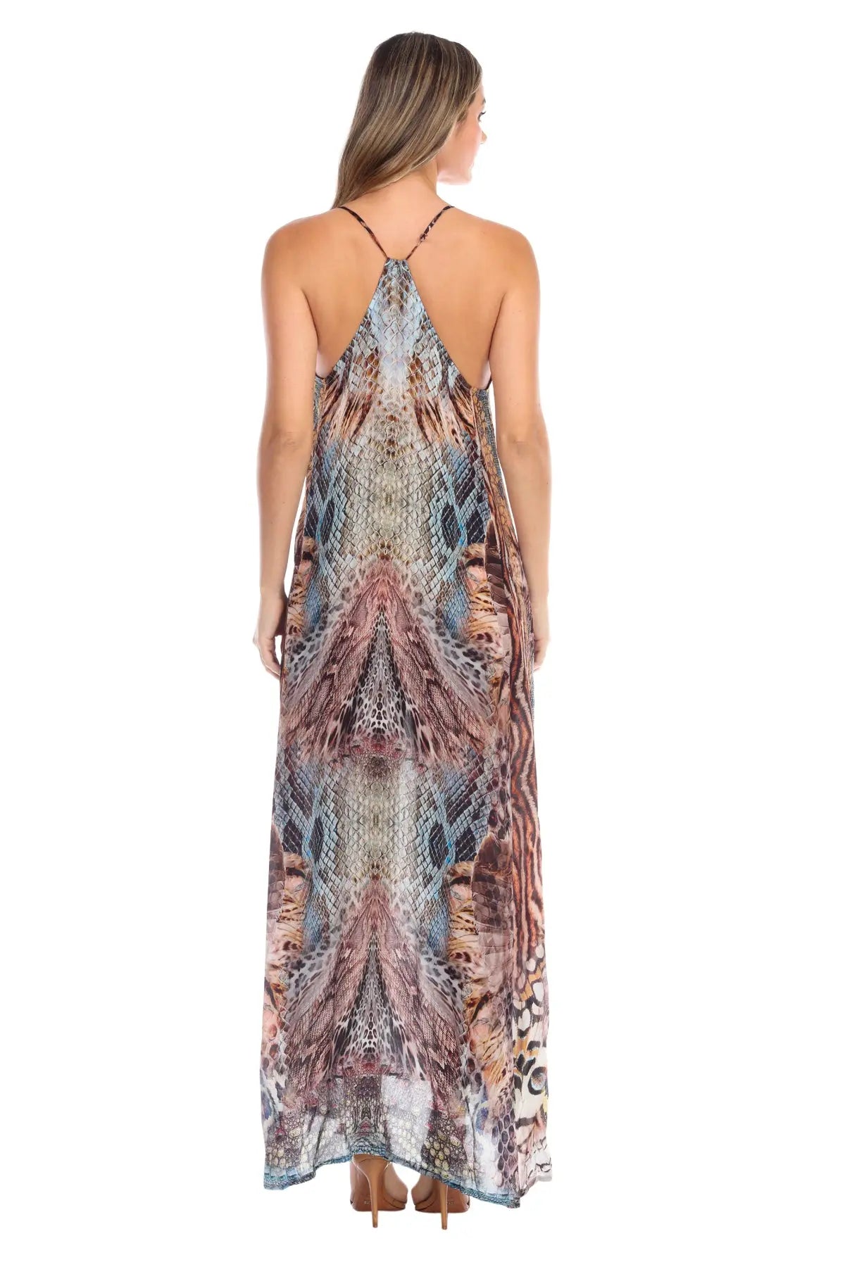 Animal Paradise Elegant Maxi Pocket Dress in Viscose Silk