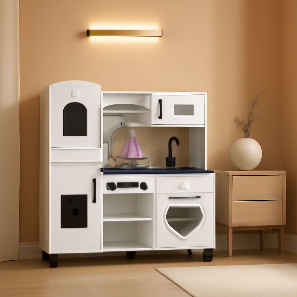 Wooden Kitchen Playset For Toddlers Featuring Lights-0