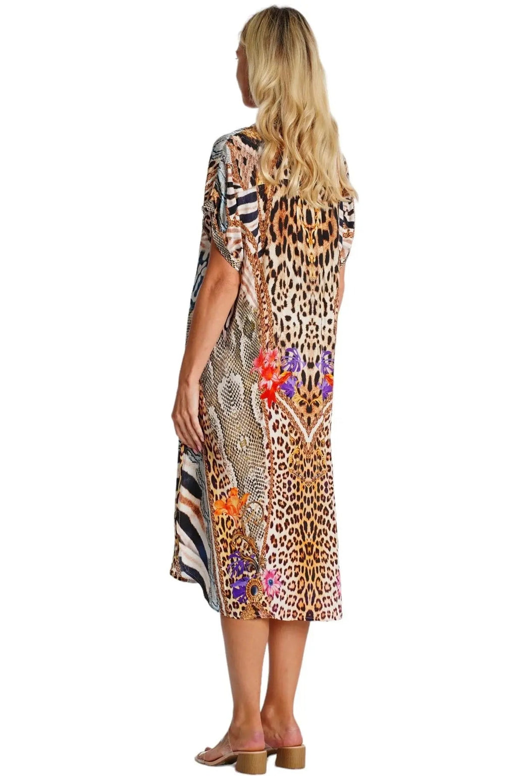 Mixed Animal Pattern Shirt Dress