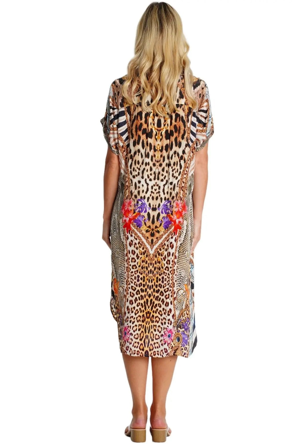 Mixed Animal Pattern Shirt Dress