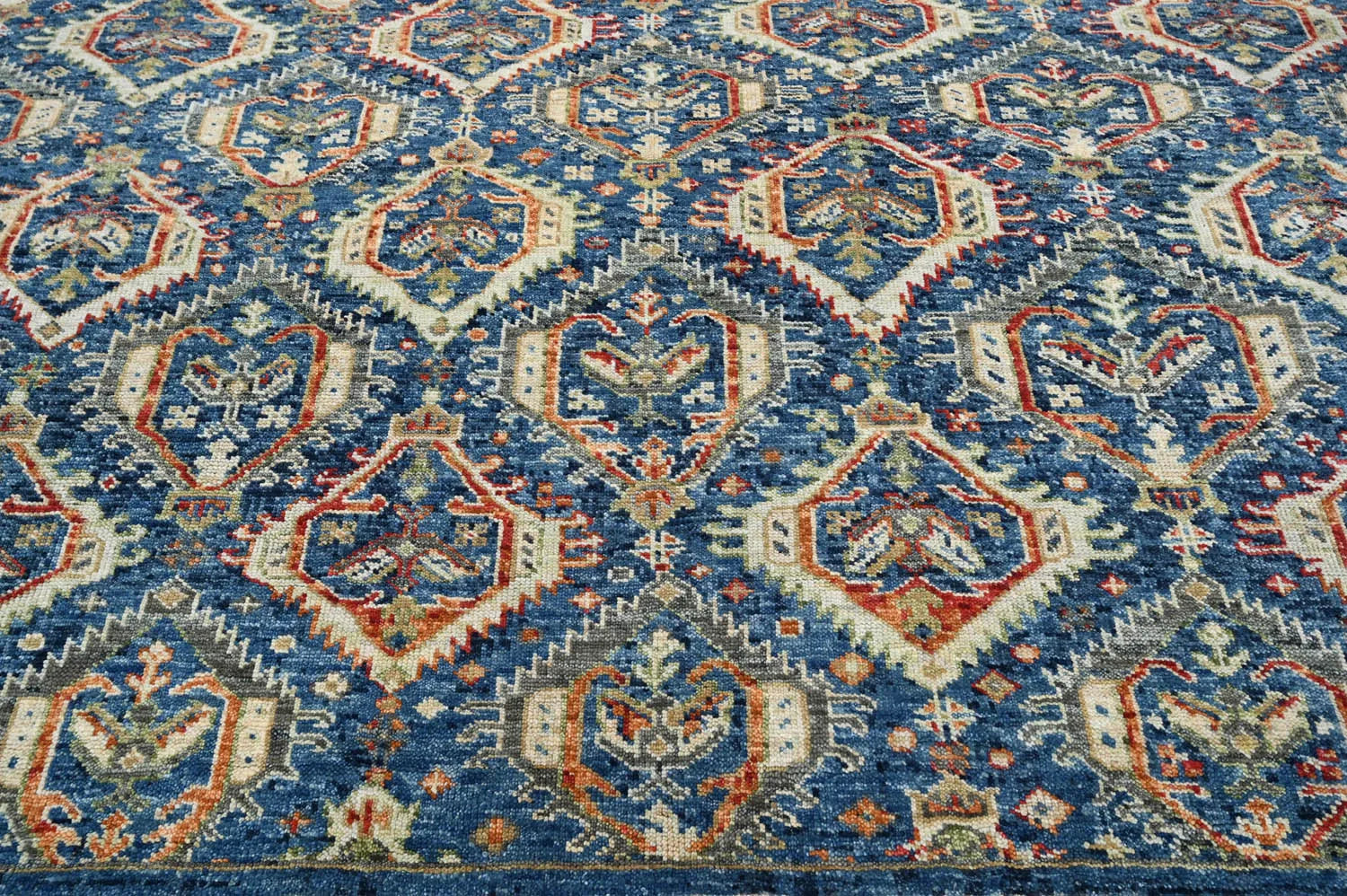 8x10 LoomBloom Navy Hand Knotted Transitional Wool Turkish Oushak Oriental Rug