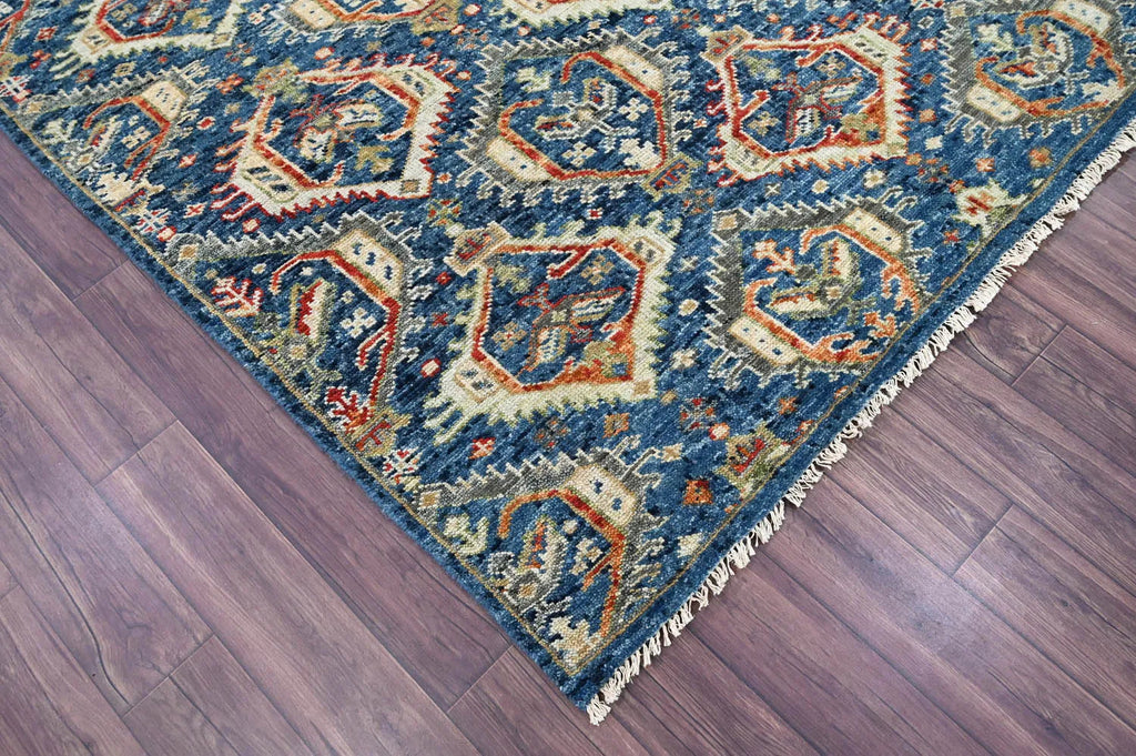 8x10 LoomBloom Navy Hand Knotted Transitional Wool Turkish Oushak Oriental Rug