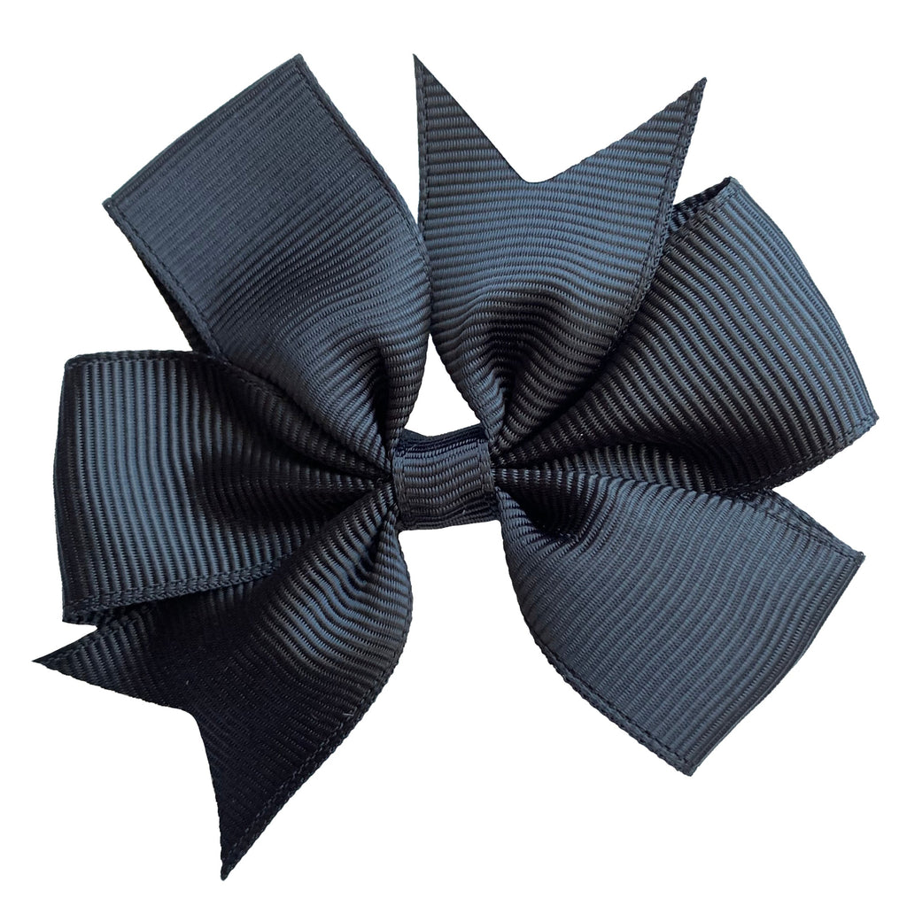 Set of 3- Black 4" Ribbon Bow Clips