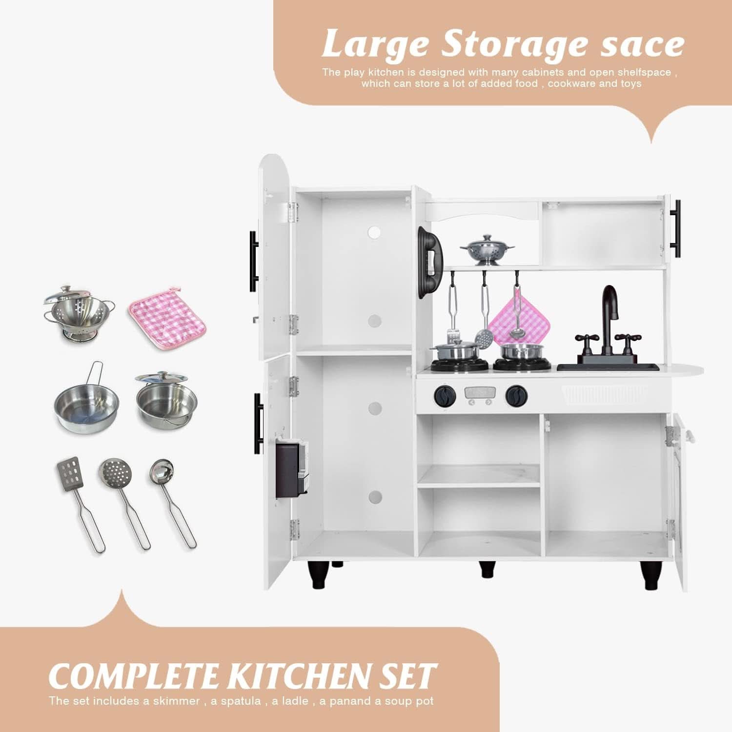 Wooden Kitchen Playset For Toddlers Featuring Lights-2