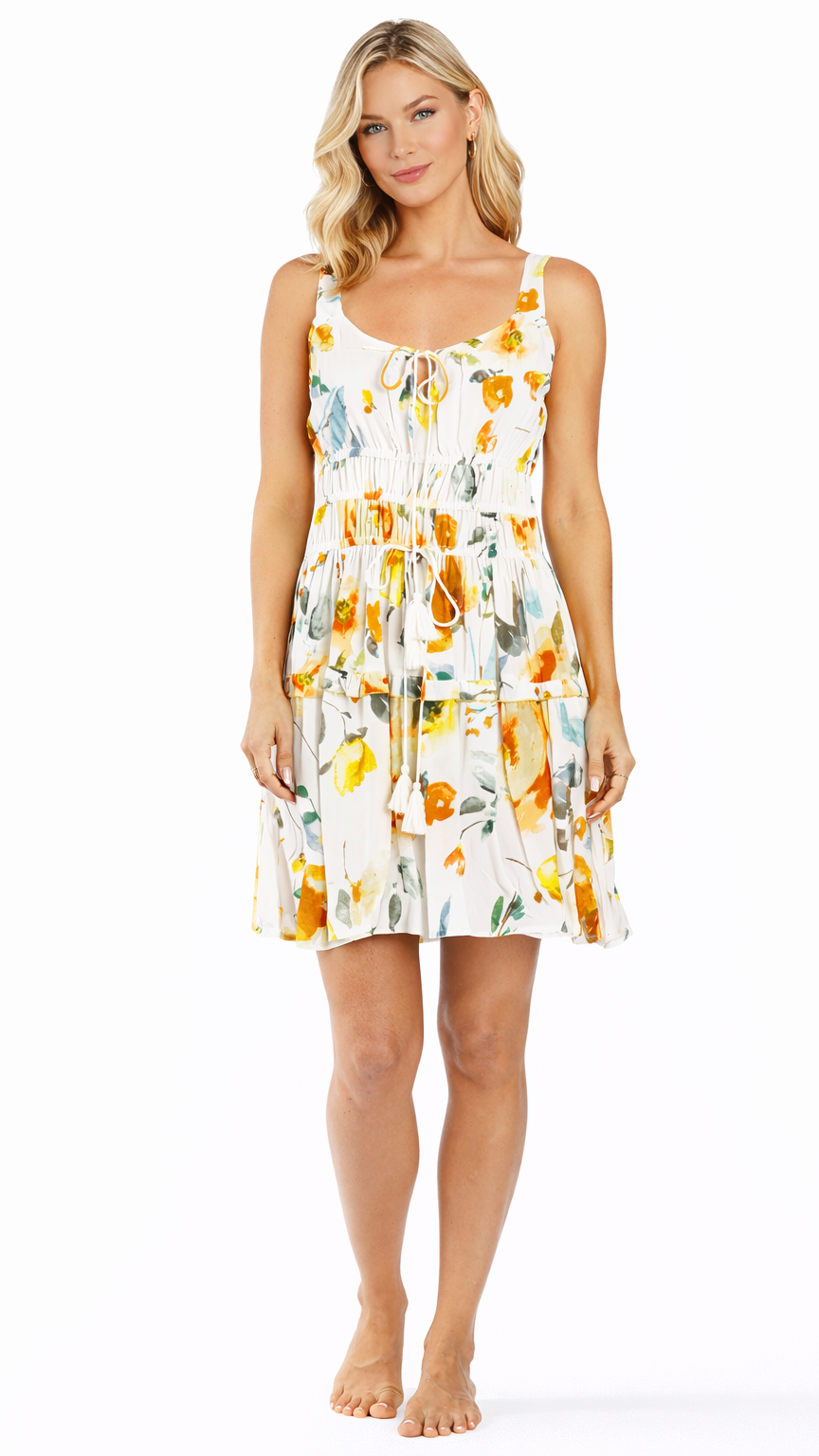 White Floral Mini Dress – Lightweight Resort Wear Vacation Dress | Club Moda