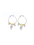 Rhodium Mistletoe Charm Hoops