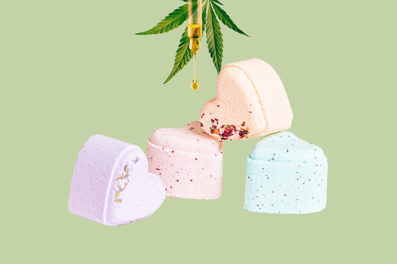 Valentine's Bath Bombs with CBD -  5 Hearts Shaped with CBD - in a Gift Box (THC free)-4