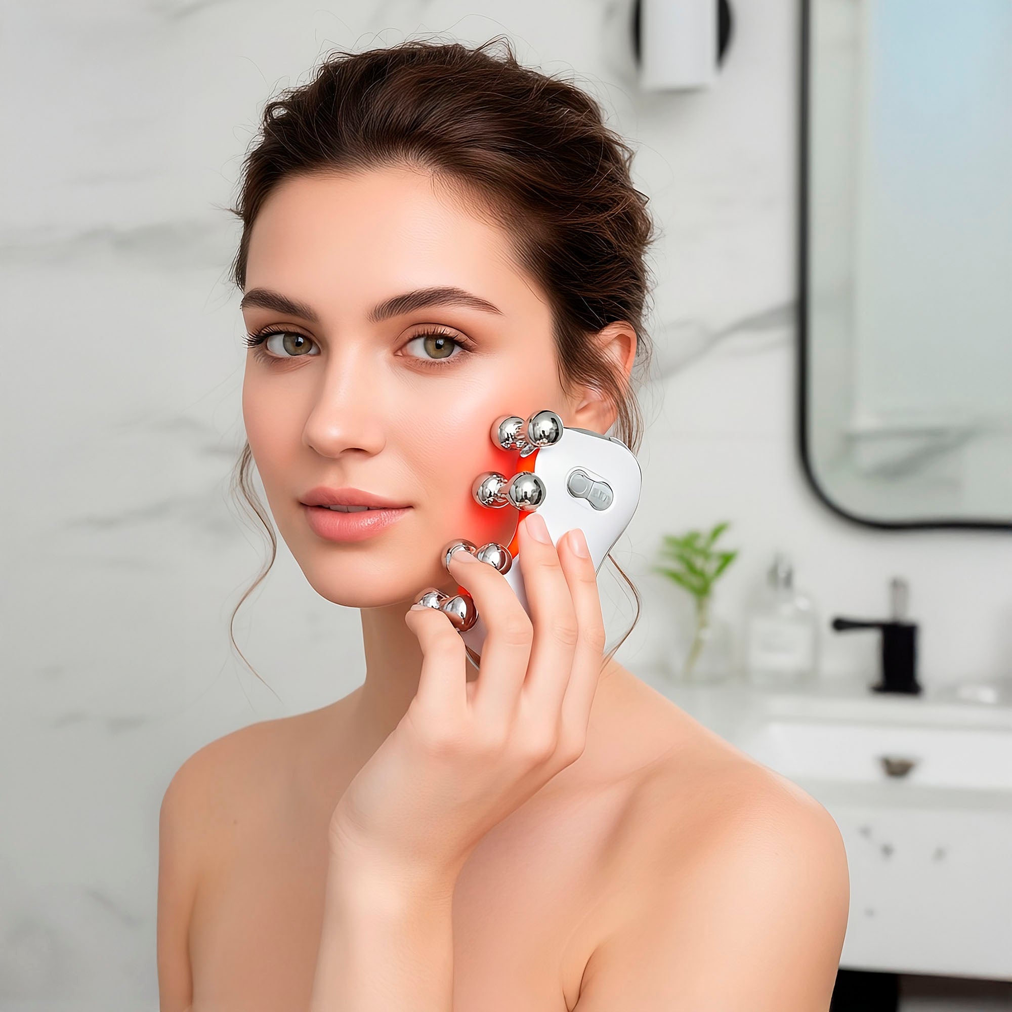 5-in-1 Skin Roller Massager With LED Light Therapy & 3-in-1 Facial Cleansing Device with 7 Color LED Light Therapy