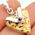 Palm Root Fossil Agate & Amethyst Pendant P-1735 SDP150743