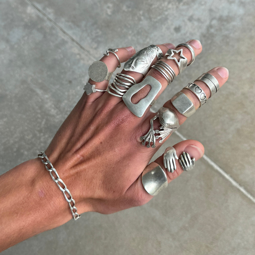 Abstract Lines Silver Ring-3