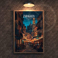 Affiche de voyage Saragosse | Impression Saragosse, Espagne - La nuit