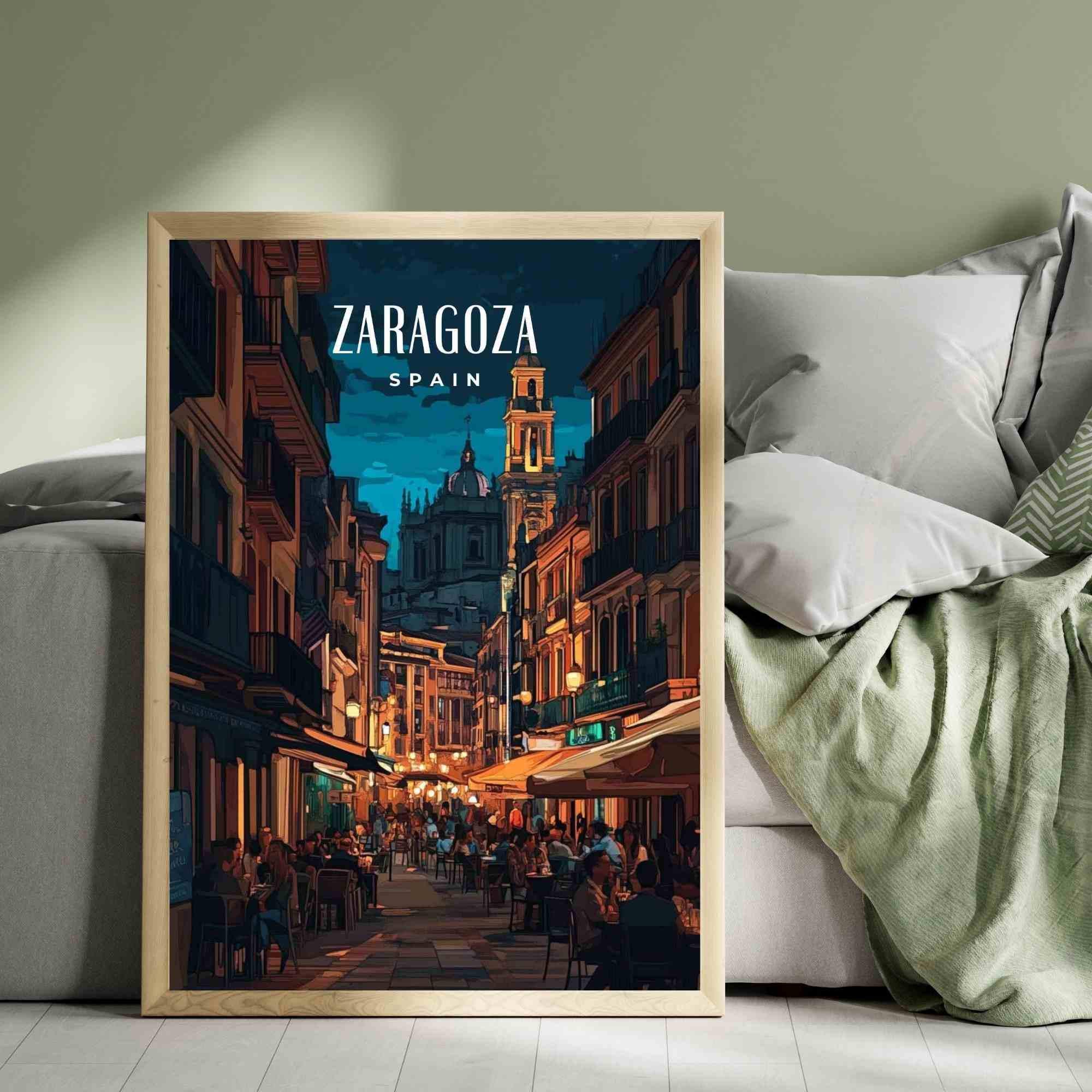 Affiche de voyage Saragosse | Impression Saragosse, Espagne - La nuit