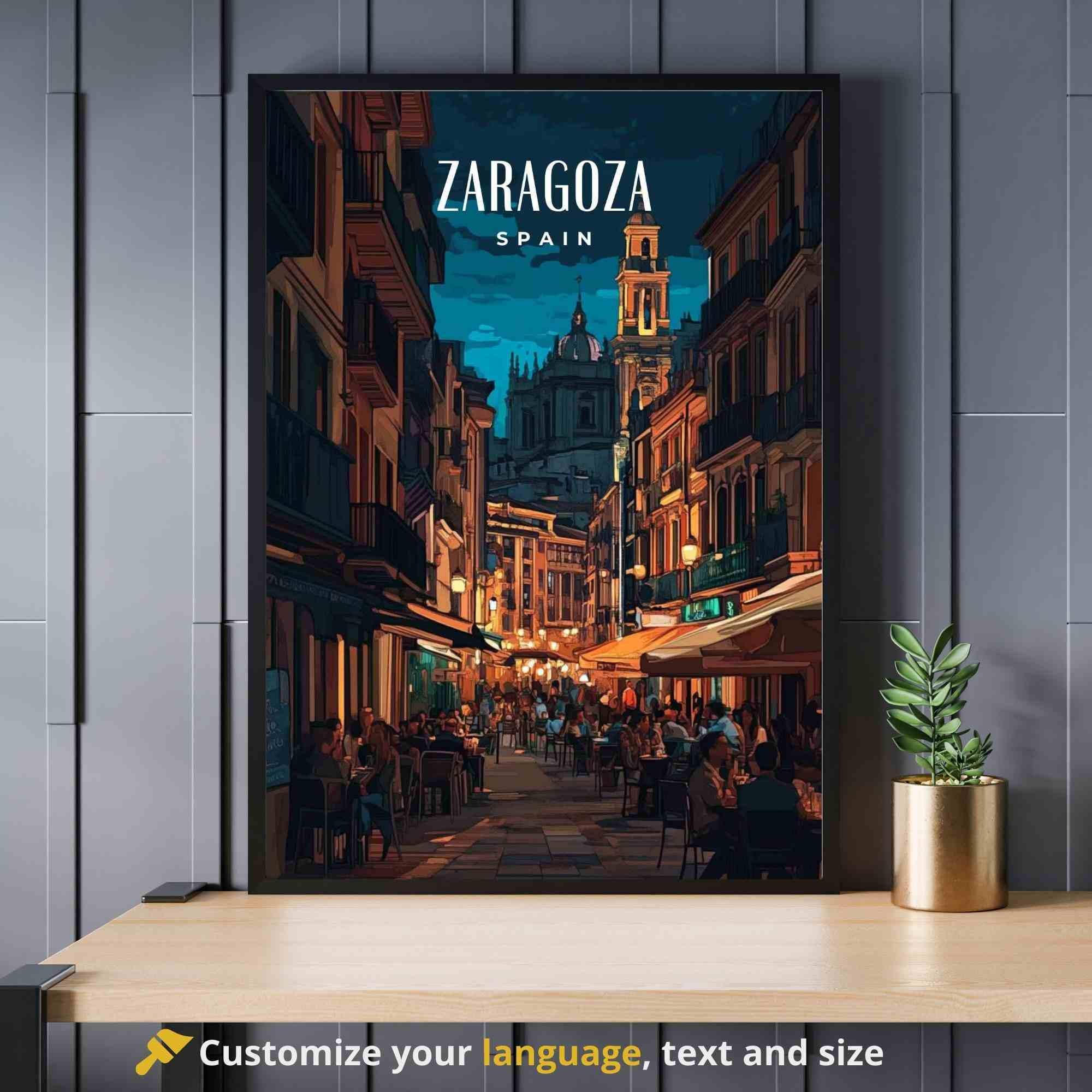 Affiche de voyage Saragosse | Impression Saragosse, Espagne - La nuit