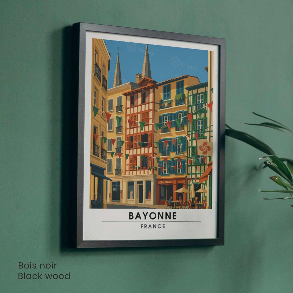 Affiche Bayonne – Illustration Graphique des Façades Basques