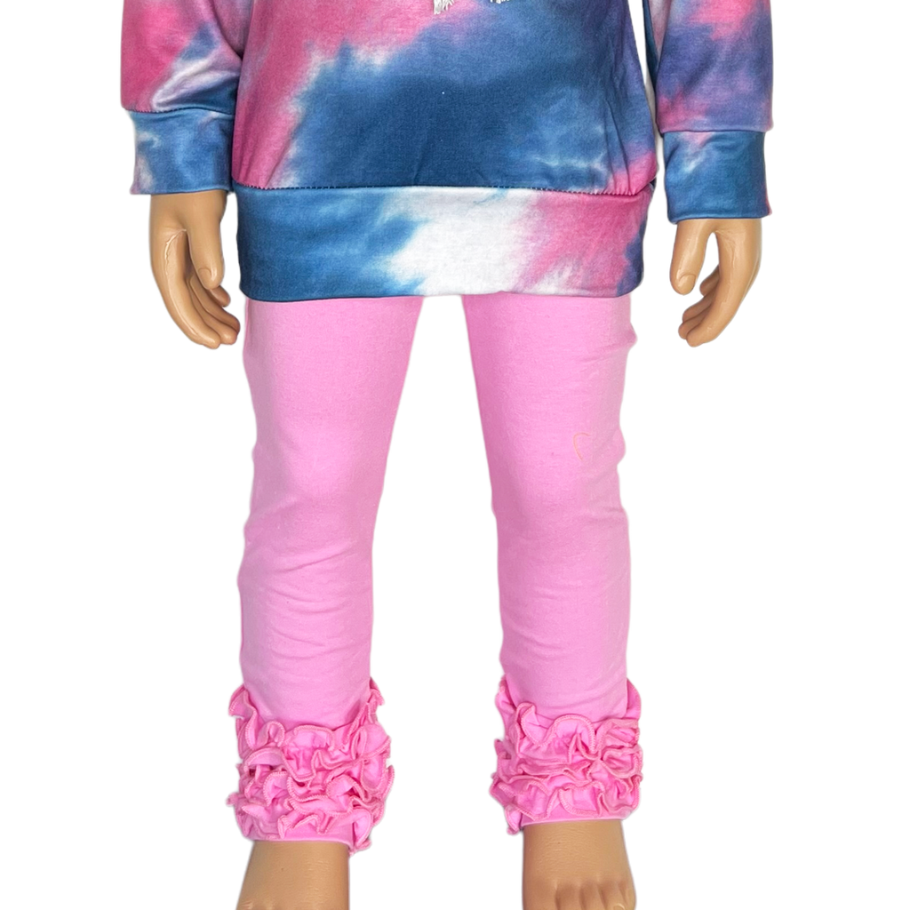 AnnLoren Baby Girls Big Girls Boutique Pink Ruffle Butt Leggings Set