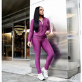 Sportswear Jacquard Hooded Set Gym Fitness Tracksuit Long Sleeve Zipper Hoodies Pencil Leggings Running Traning Outdoor Suit-10