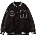 Varsity Jacket Men Leather Patchwork Letter Patch Baseball Coats Harajuku All-match Casual College Style Bomber Outwear-0